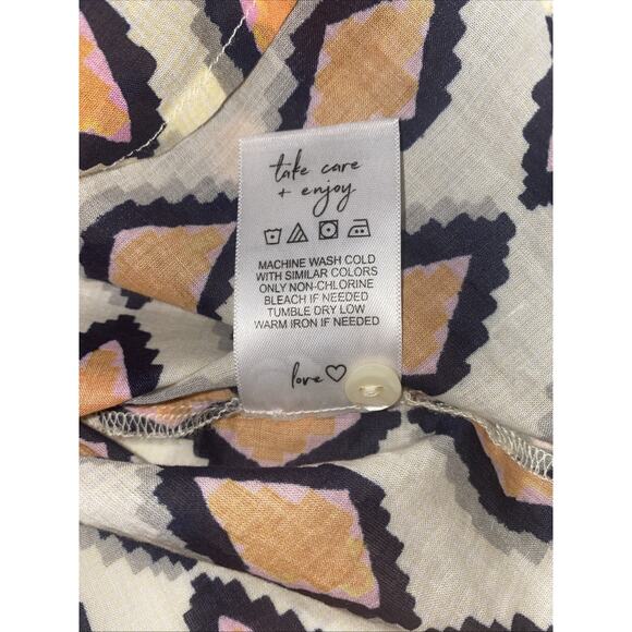 NIC+ZOE Falling Diamonds button-up top Orange Multi Medium - Picture 6 of 6